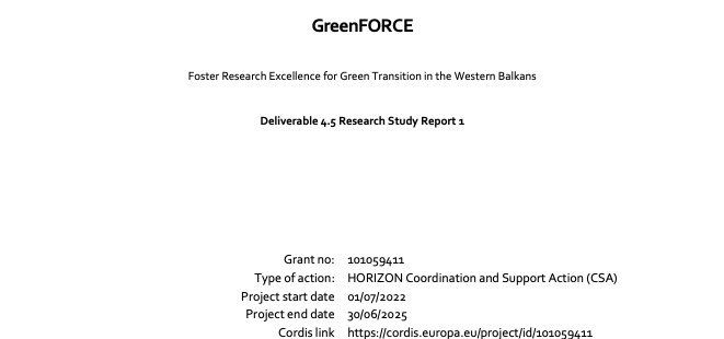 GreenFORCE – Raporti i Studimit Kërkimor 1